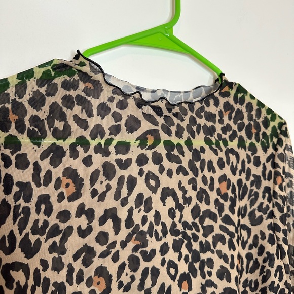 Zara cheetah print mesh see through long sleeve shirt size medium - Picture 3 of 7